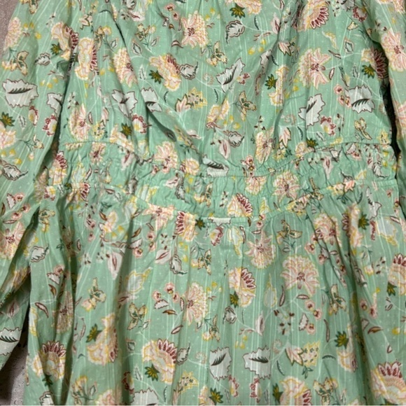 Torrid mint green yellow paisley floral smocked peasant blouse size 2x - Picture 3 of 9